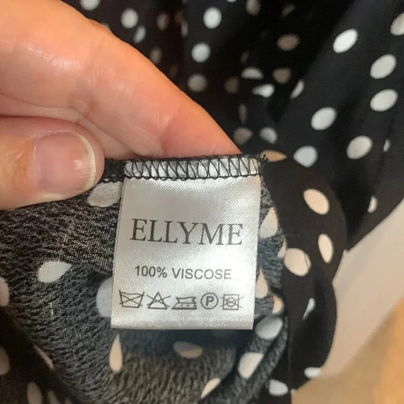 ELLY ME like new black with white polka dots midi dress size large - Picture 5 of 10